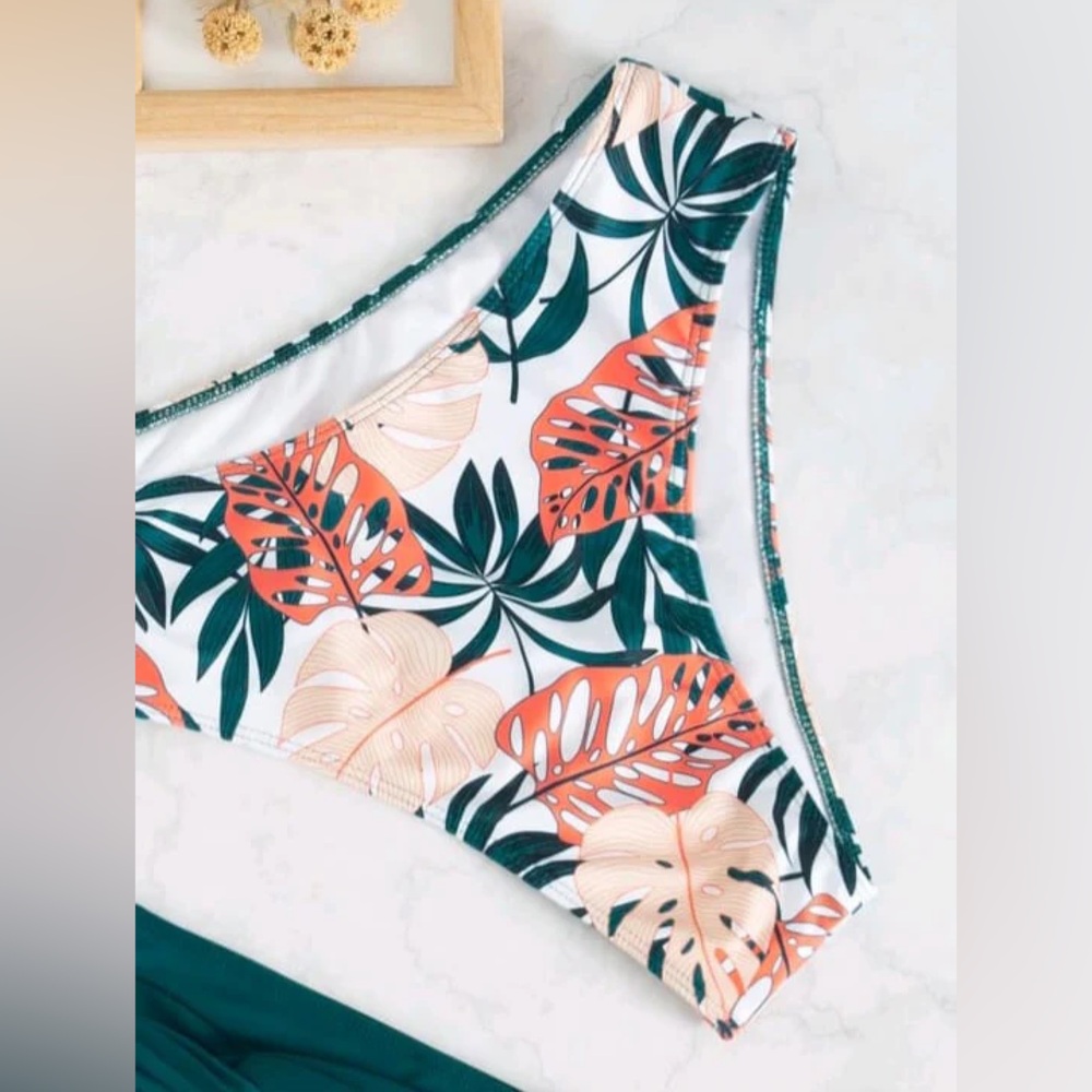 Tropical Leaf Print Bikini Bottom